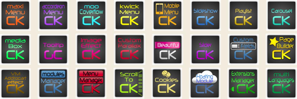 Le icone dei 24 prodotti JoomlaCK
