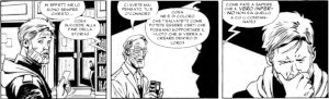 Tre vignette affiancate in cui i protagonisti si chiedono se il vero inferno non sia la solitudine