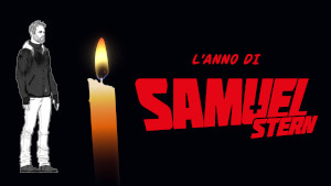 Samuel Stern, una candela accesa e la scritta "L'anno di Samuel Stern"