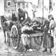 I morti di peste vengono raccolti e adagiati su un carro di legno