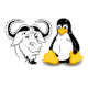 I logi di GNU e Linux affiancati
