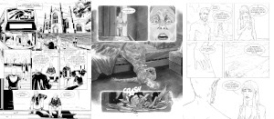 Tre tavole affiancate, con tre stili di disegno differenti