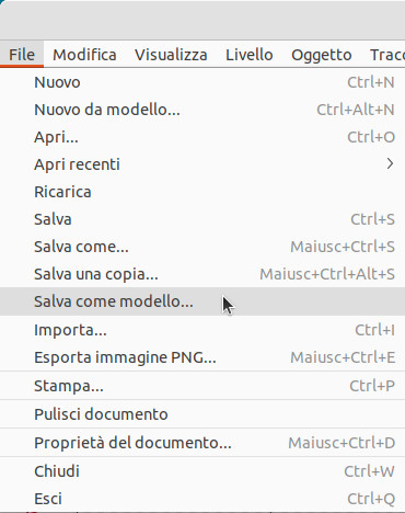 Il comando File, Salva come modello