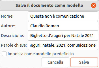 La finestra con cui assegnare le proprietà al modello